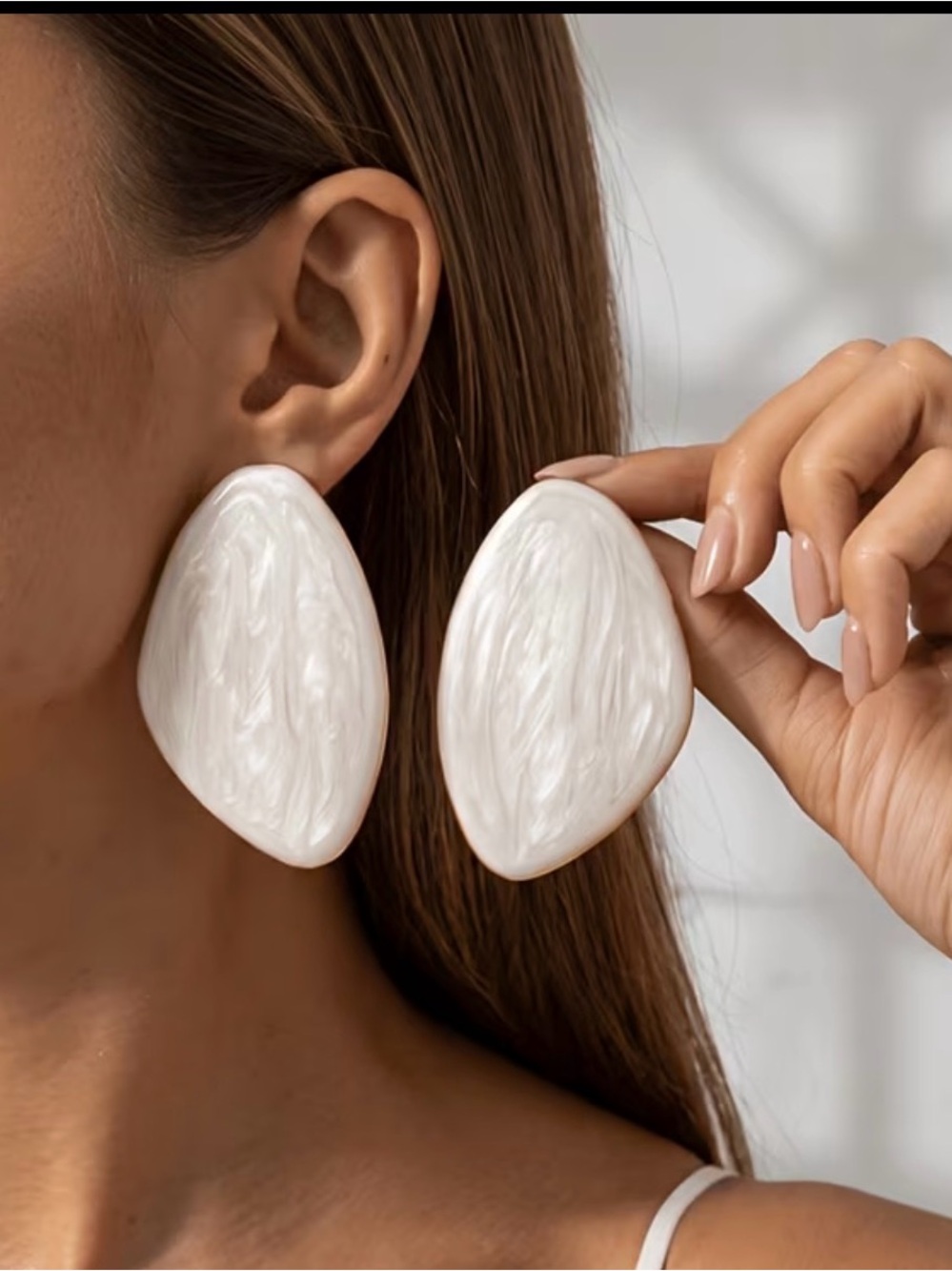 White Statement Drop Earrings - Fashion Brand